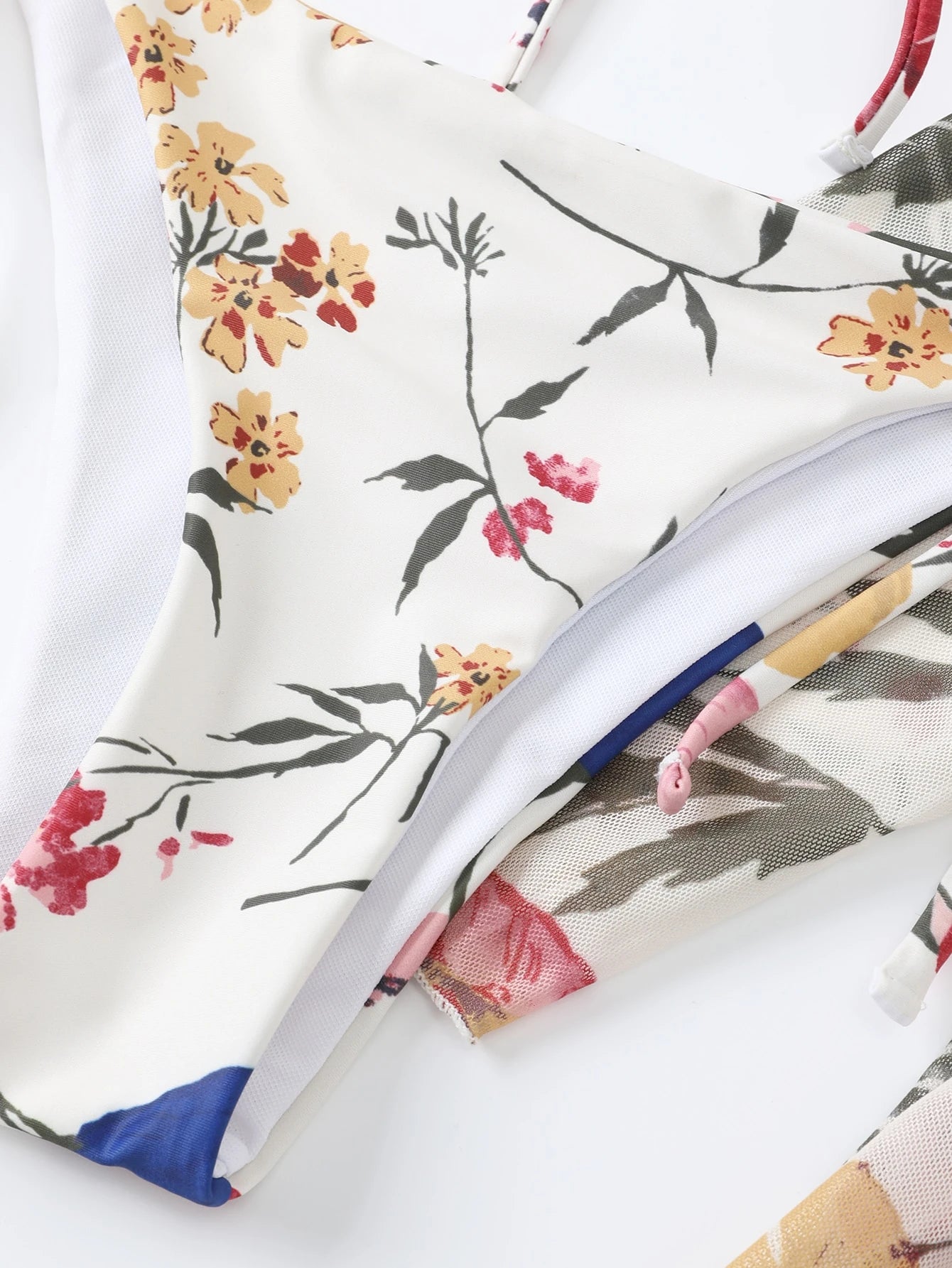 Saída de Praia Conjunto de biquíni malha impressão floral 