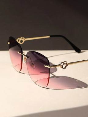 Óculos de Sol Feminino Ysa Geométricos Rosa com Lentes Degradê Sem Armação, Proteção UV400