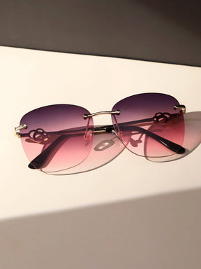Óculos de Sol Feminino Ysa Geométricos Rosa com Lentes Degradê Sem Armação, Proteção UV400