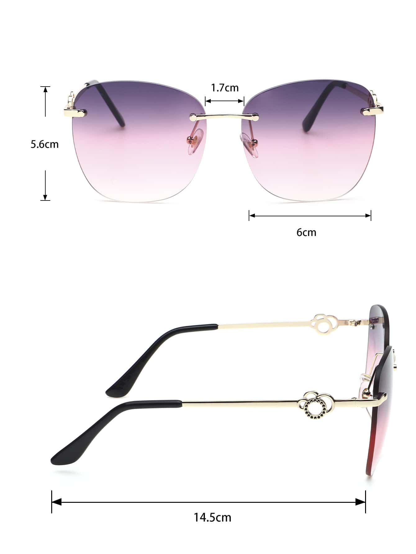 Óculos de Sol Feminino Ysa Geométricos Rosa com Lentes Degradê Sem Armação, Proteção UV400
