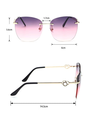 Óculos de Sol Feminino Ysa Geométricos Rosa com Lentes Degradê Sem Armação, Proteção UV400