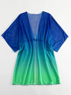Saída d Praia Ombre Cintura Com Cordão Manga De Asa De Morcego Malha Quimono
