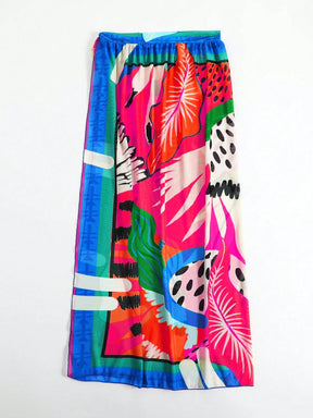 Saia com Faixa Lateral Transparente em Tela, Estampado Floral 