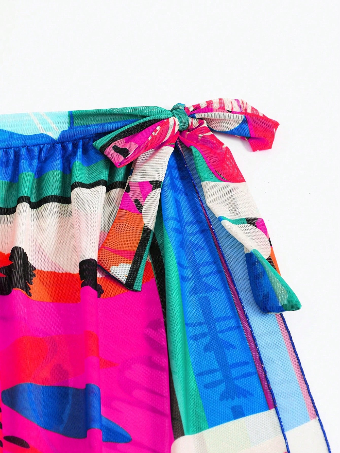 Saia com Faixa Lateral Transparente em Tela, Estampado Floral 