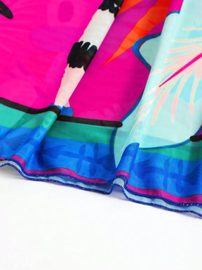 Saia com Faixa Lateral Transparente em Tela, Estampado Floral 