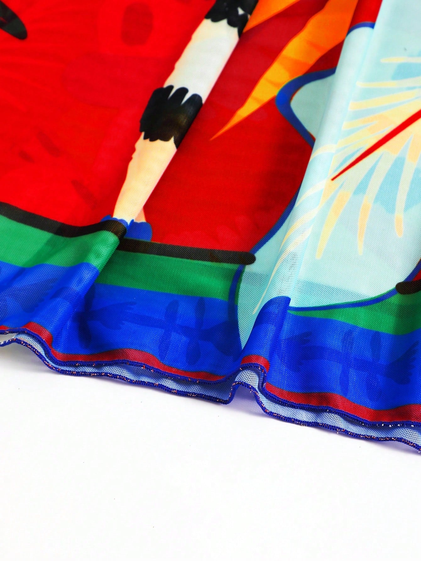 Saia com Faixa Lateral Transparente em Tela, Estampado Floral 