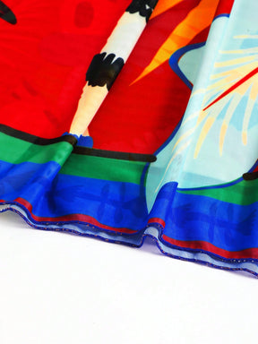 Saia com Faixa Lateral Transparente em Tela, Estampado Floral 