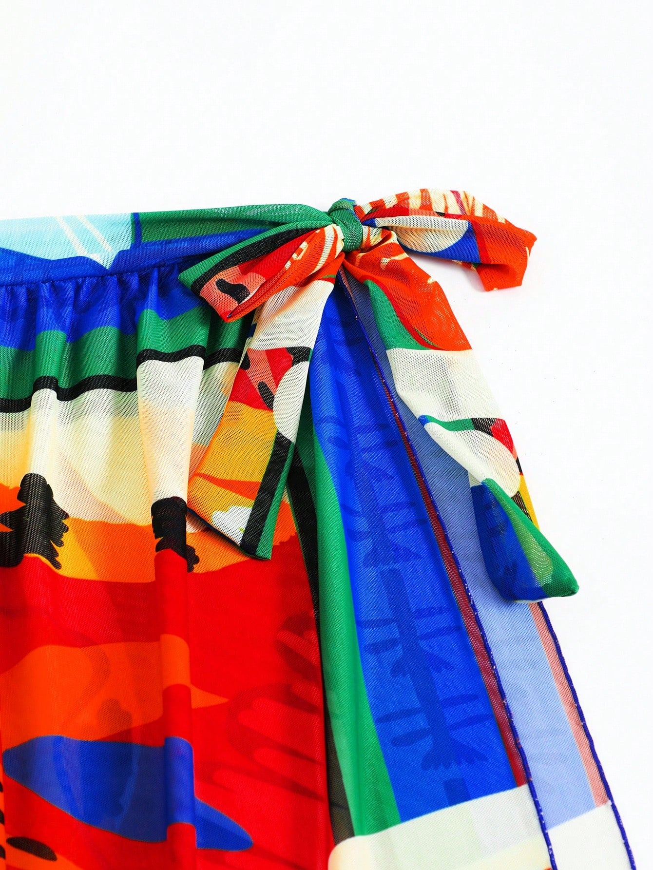 Saia com Faixa Lateral Transparente em Tela, Estampado Floral 