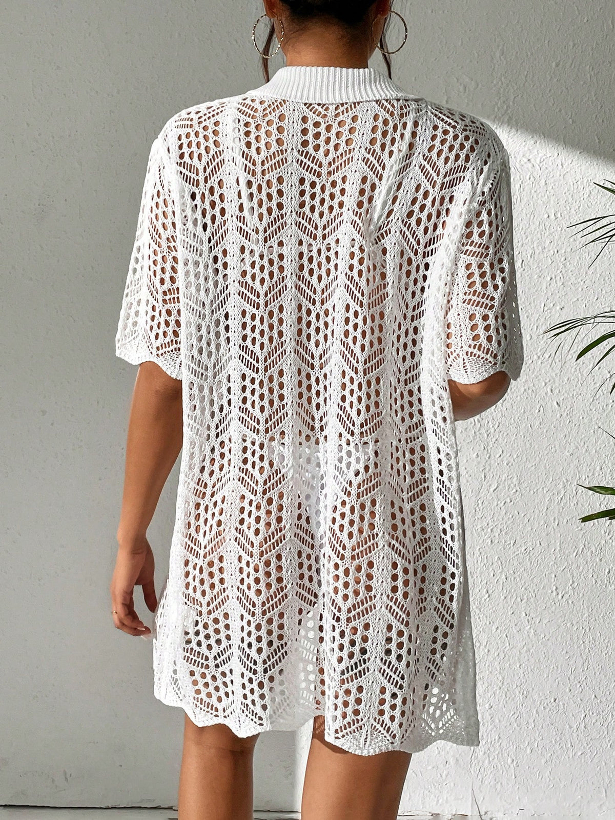 Saída de Praia Jelie Botão Frontal Quimono