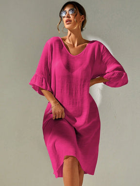 Saída de Praia Emily Vestido de cobertura sólido coxa dividida sem conjunto de biquíni