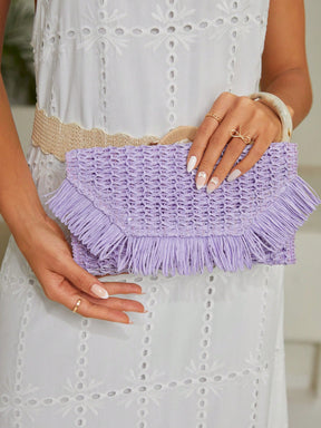  Bolsa de Mão Clutch de Metal com Design de Borla Estilo Boêmio 