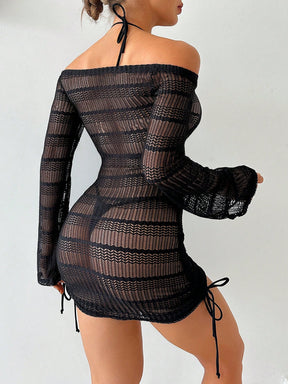 Saída de Praia Sofia  Vestido feminino oco fora do ombro