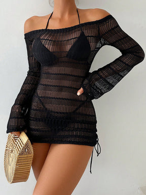 Saída de Praia Sofia  Vestido feminino oco fora do ombro