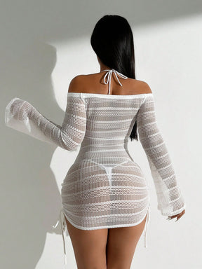 Saída de Praia Sofia  Vestido feminino oco fora do ombro