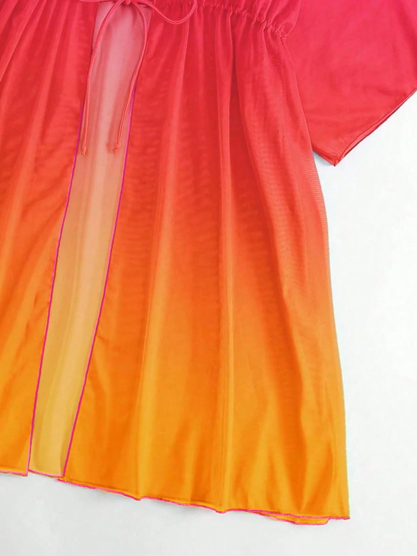 Saída d Praia Ombre Cintura Com Cordão Manga De Asa De Morcego Malha Quimono