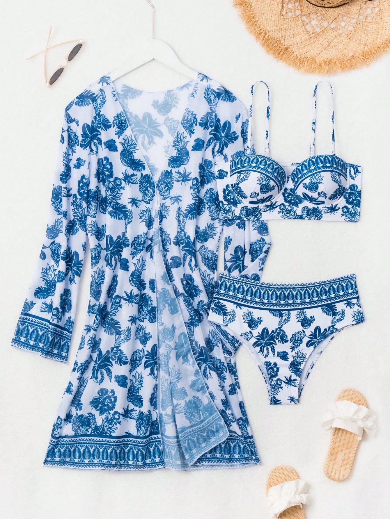 Saída de Praia Fabi Conjunto de Maiô Bikini com arame 