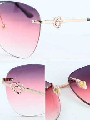 Óculos de Sol Feminino Ysa Geométricos Rosa com Lentes Degradê Sem Armação, Proteção UV400