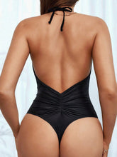 Maiô feminino Laura sólido sem costas com alças oco e franzido