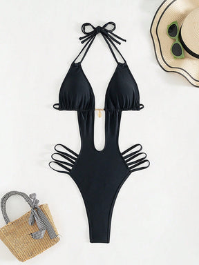 Maiô Feminino Decotado e Costas Vazadas