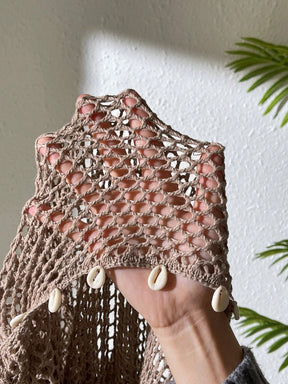 Saída de Praia Talia Vestido de Praia Manga Longa com  Concha 