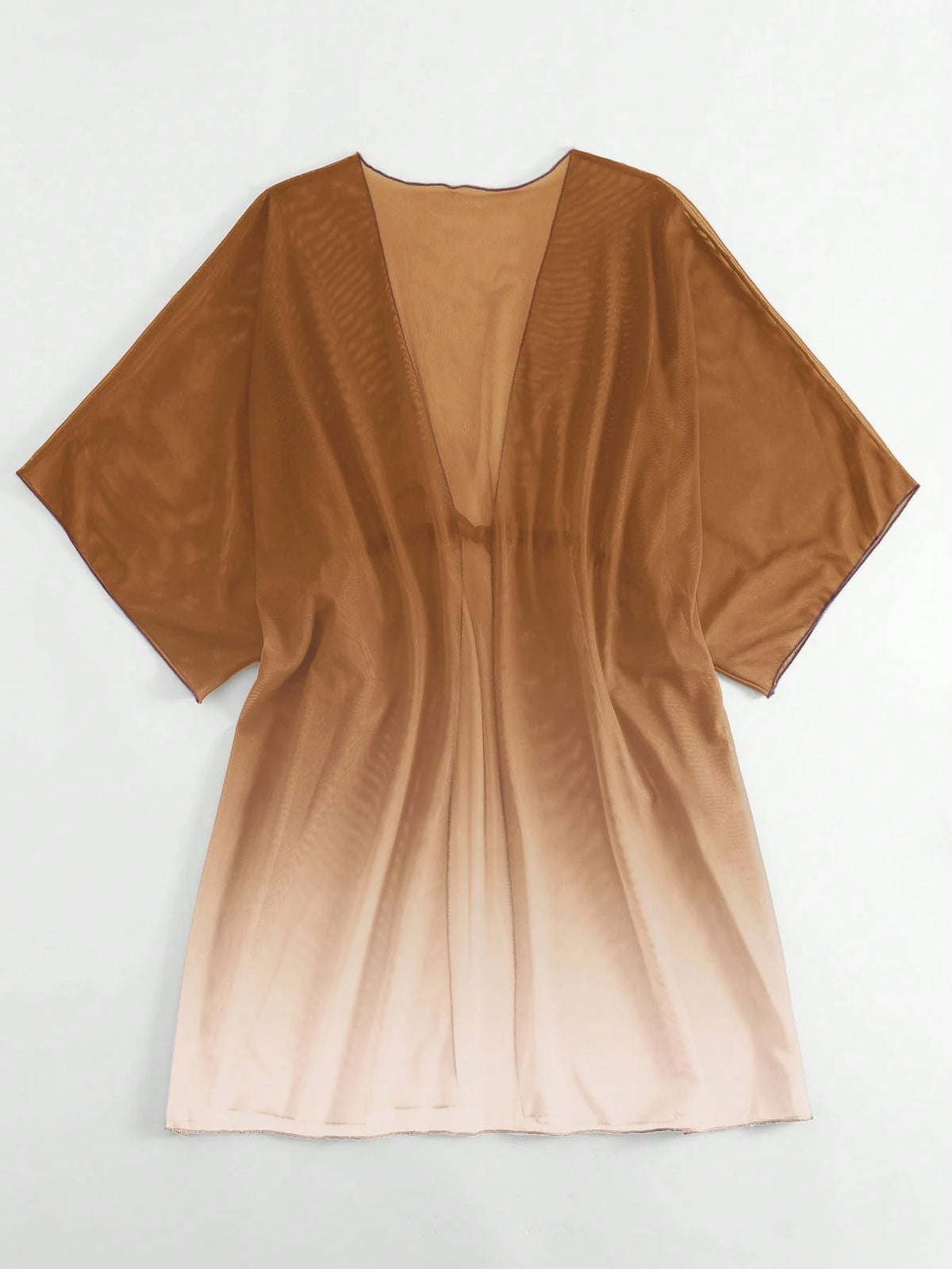 Saída d Praia Ombre Cintura Com Cordão Manga De Asa De Morcego Malha Quimono