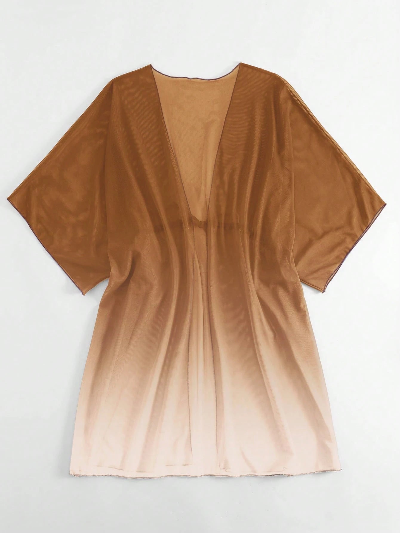 Saída d Praia Ombre Cintura Com Cordão Manga De Asa De Morcego Malha Quimono