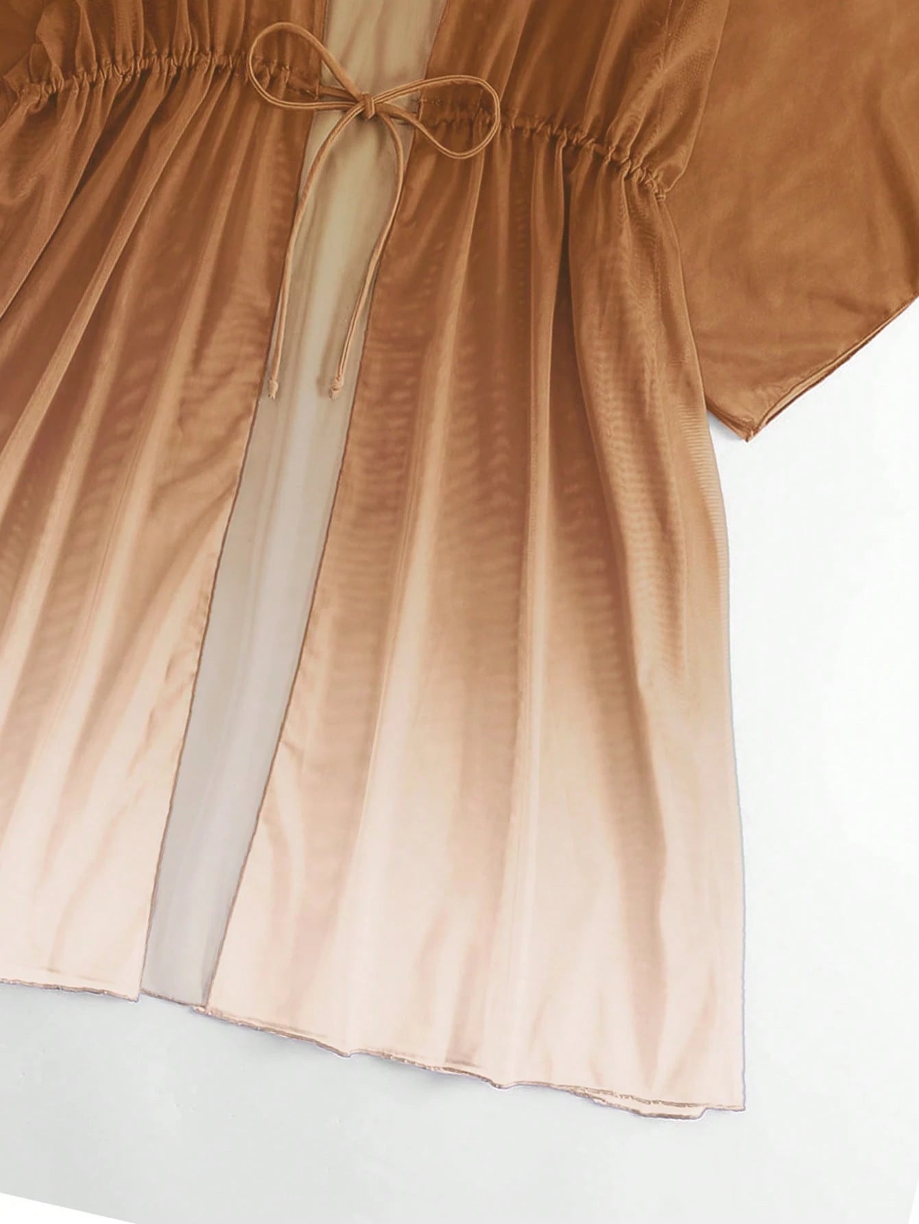 Saída d Praia Ombre Cintura Com Cordão Manga De Asa De Morcego Malha Quimono