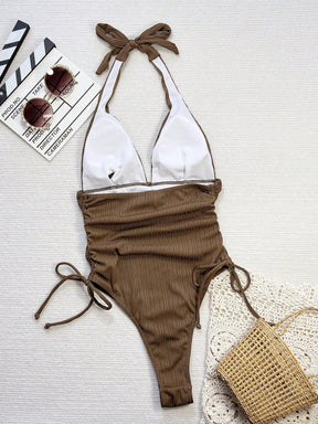  Maiô Feminino Estilo Franzido com Alça Ajustável no Ombro