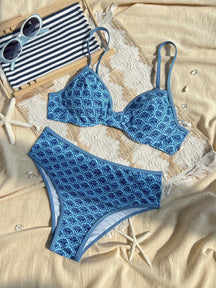  Conjunto de Biquini Daniela de 2 Peças com Alça Ajustável, Fecho Traseiro e Cintura Alta, Estampa Floral 