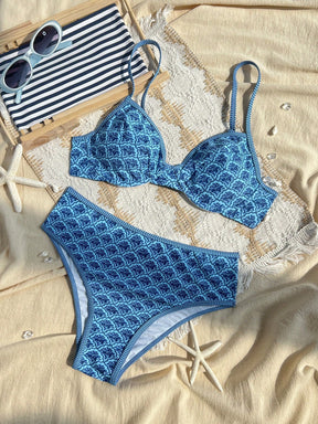  Conjunto de Biquini Daniela de 2 Peças com Alça Ajustável, Fecho Traseiro e Cintura Alta, Estampa Floral 