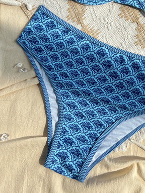  Conjunto de Biquini Daniela de 2 Peças com Alça Ajustável, Fecho Traseiro e Cintura Alta, Estampa Floral 