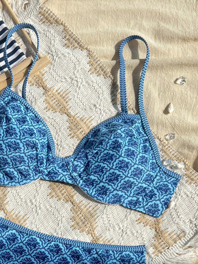  Conjunto de Biquini Daniela de 2 Peças com Alça Ajustável, Fecho Traseiro e Cintura Alta, Estampa Floral 