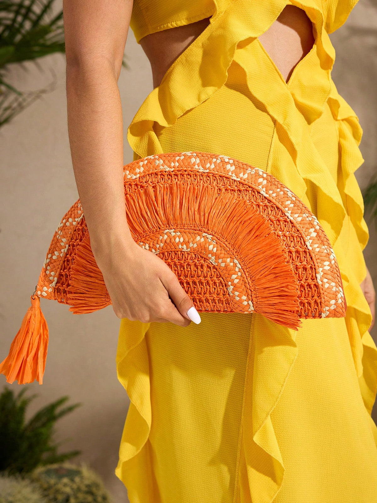 Bolsa de Embreagem Estilo Boho Feminina com Desenho de Franjas