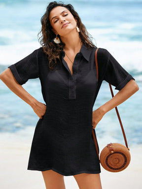 Saída de Praia Remara Casual, Blusão de Praia com Alça e Decote em V