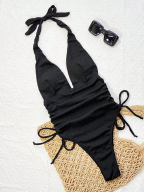  Maiô Feminino Estilo Franzido com Alça Ajustável no Ombro