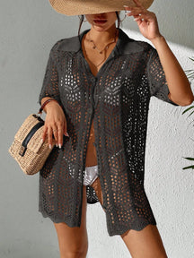 Saída de Praia Jelie Botão Frontal Quimono