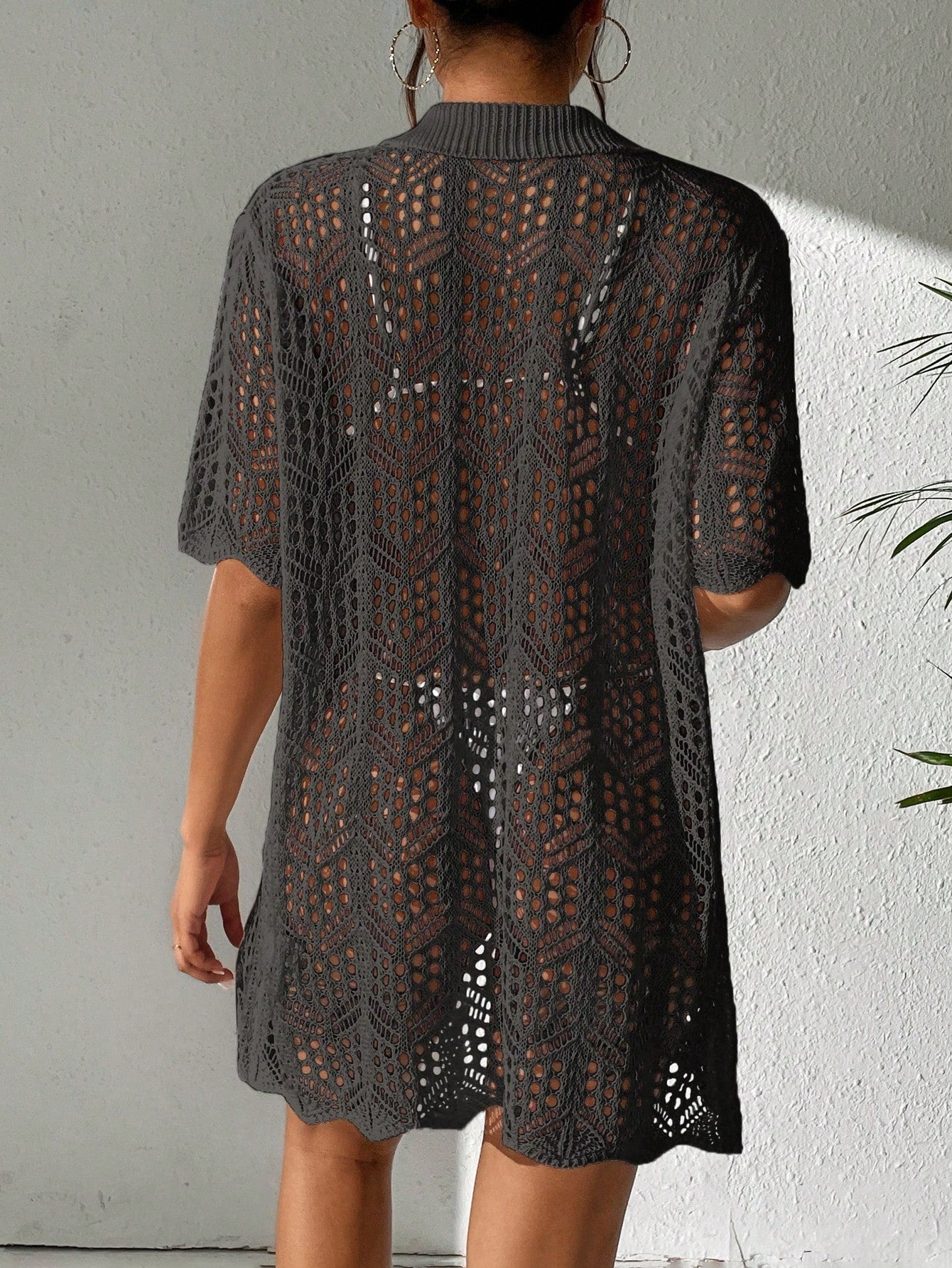 Saída de Praia Jelie Botão Frontal Quimono