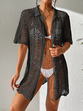 Saída de Praia Jelie Botão Frontal Quimono