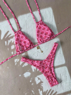  Conjunto de Maiô Bikini com Decote Halter, Estampa Floral 