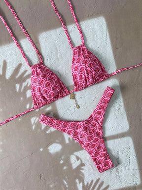  Conjunto de Maiô Bikini com Decote Halter, Estampa Floral 