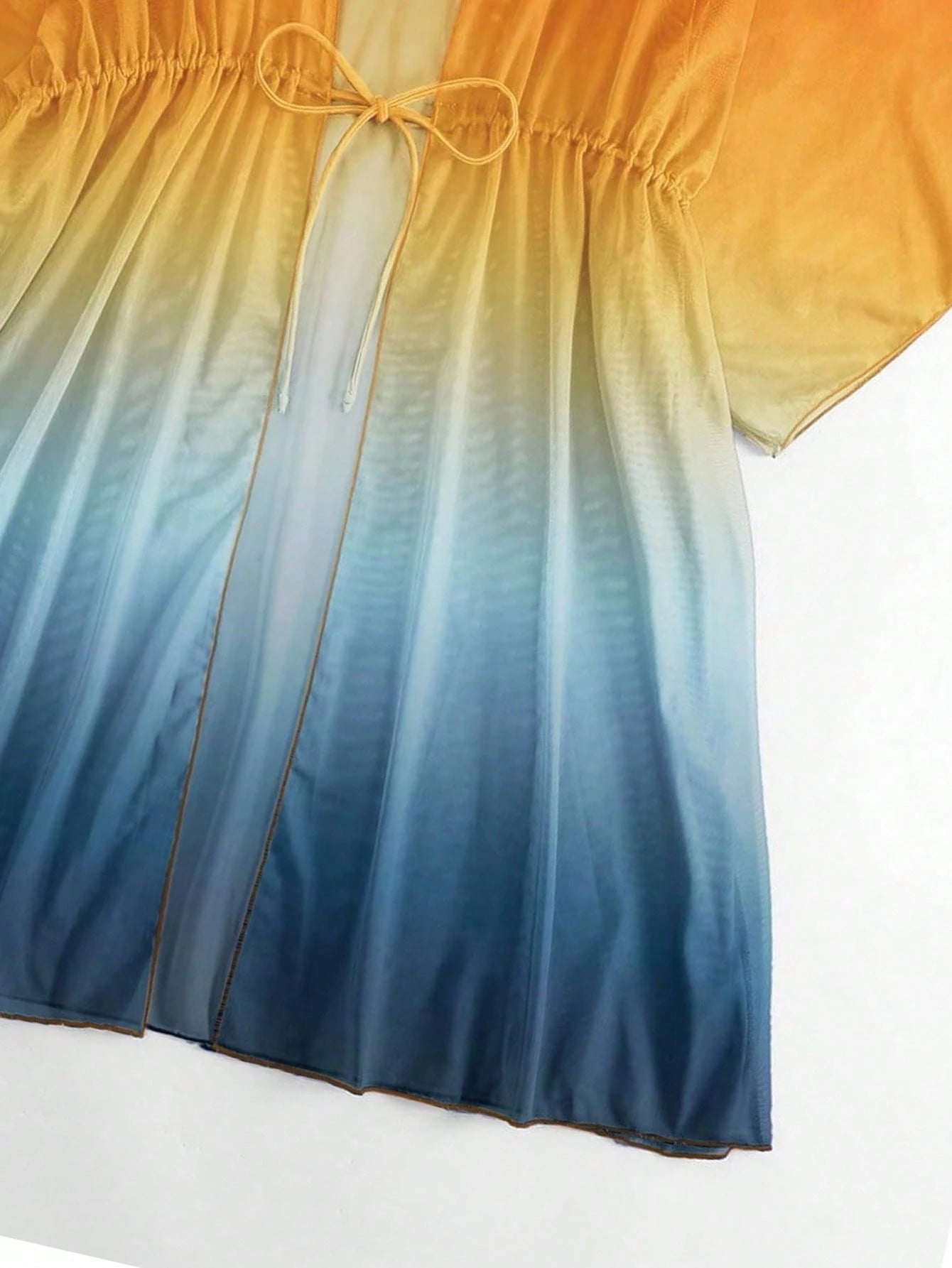 Saída d Praia Ombre Cintura Com Cordão Manga De Asa De Morcego Malha Quimono