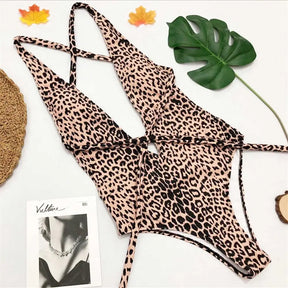 Leopardo com decote em v diy envoltório em torno de uma peça maiô feminino banho banhista leopardo alta corte maiô nadar monokini v742