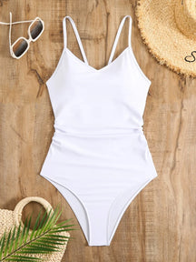 Maiô de uma peça feminino 2025 novo sólido estilingue bodysuit sexy oco para fora roupa de banho verão sem costas beachwear maiô feminino