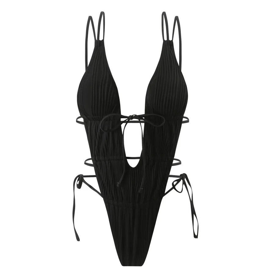 Para praia oco para fora maiô feminino bandagem uma peça de banho 2025 sem costas monokini maiô brasileiro feminino swim wear