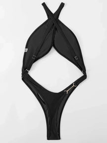 Cruz sem costas extrema micro tanga feminino banho de uma peça maiô feminino monokini alta corte maiô nadar praia bodysuit