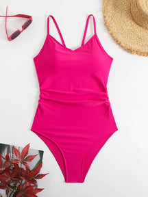 Maiô de uma peça feminino 2025 novo sólido estilingue bodysuit sexy oco para fora roupa de banho verão sem costas beachwear maiô feminino