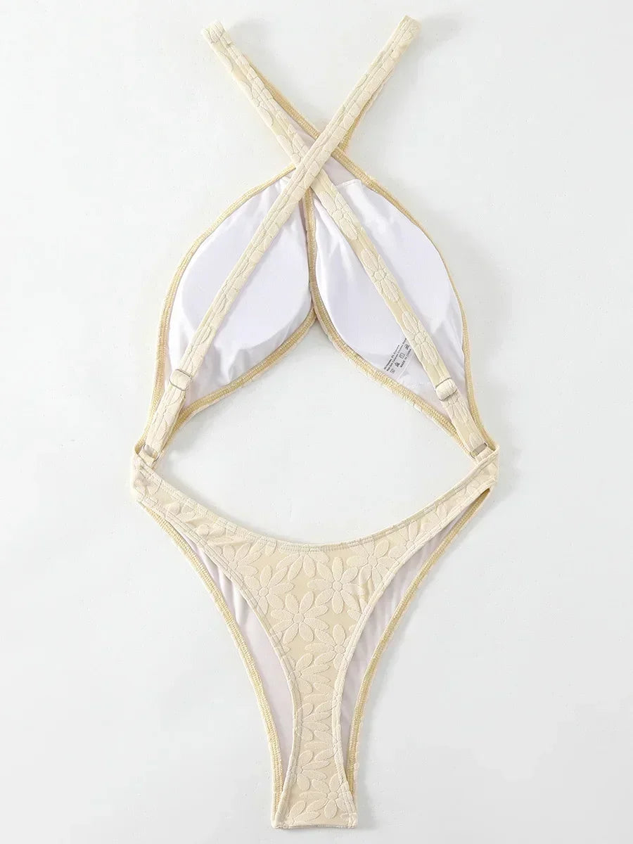 Cruz sem costas extrema micro tanga feminino banho de uma peça maiô feminino monokini alta corte maiô nadar praia bodysuit