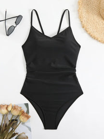 Maiô de uma peça feminino 2025 novo sólido estilingue bodysuit sexy oco para fora roupa de banho verão sem costas beachwear maiô feminino